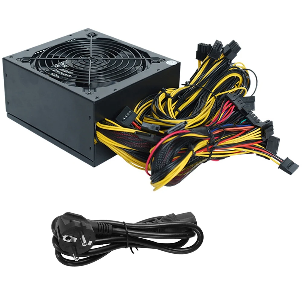 

EU Plug 2000W Mining Power Supply Support 8 GPUS GPU Mining Rig, for ETH Bitcoin Ethereum Miner with Power Cable