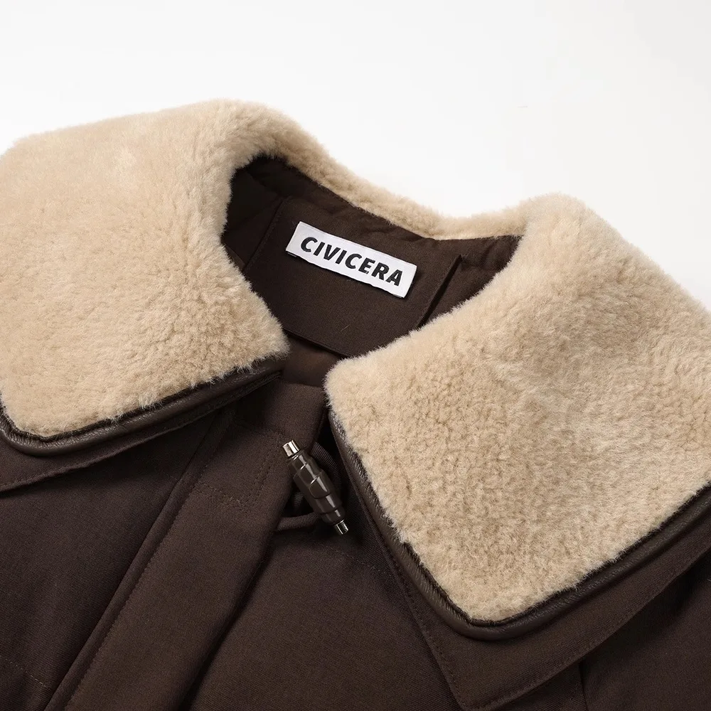 겨울 올 매치 여성용 다운 재킷 두꺼운 라펠 빈티지 출퇴근용 상의 루즈 솔리드 컬러 데일리 지퍼 재킷