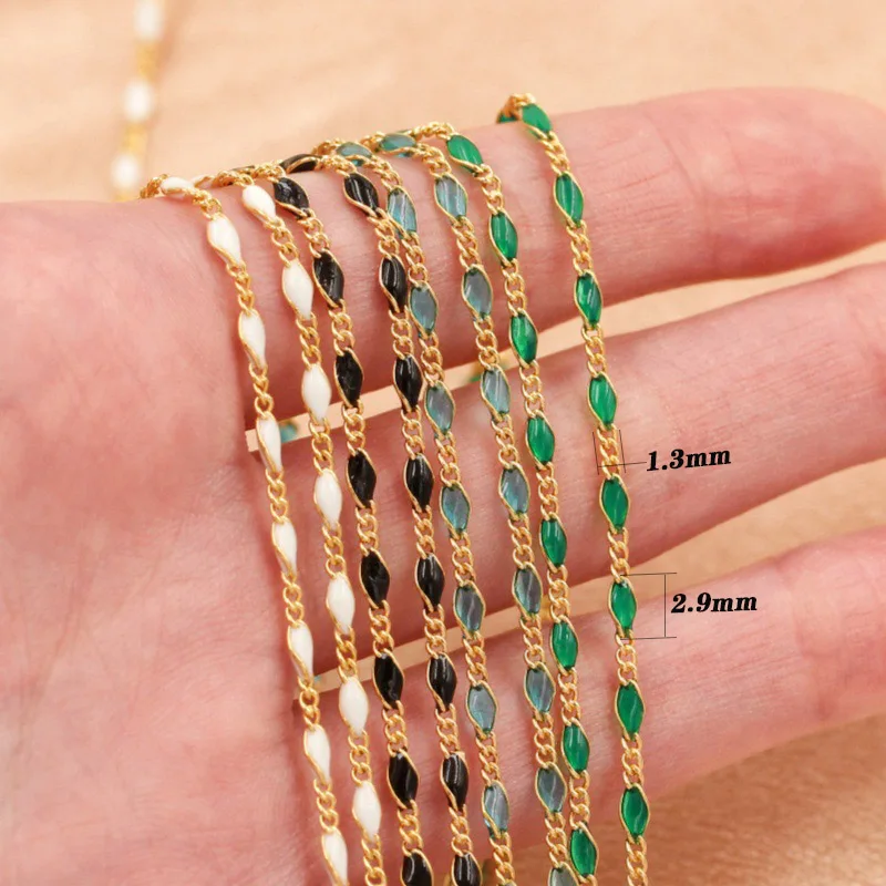 1.3mm 14K Gold Filled Enamel Chain, One Meter for Sale Unfinished Chain DIY Long And Short Chain, Figaro Chain, 3+1