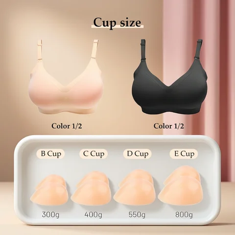 Silicone Breast Form Bra Crossdresser Sexy Flat Chest Becomes Larger B/C/D/E Cup Detachable 2-in-1 Cosplay Converge Chest Shape