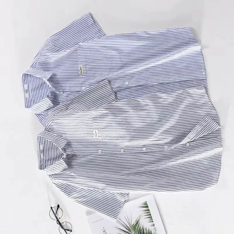 Camisa de algodón de la marca Suehaiwe de Italia, camisas de manga corta a rayas para hombre, tops, ropa para hombre, camisa