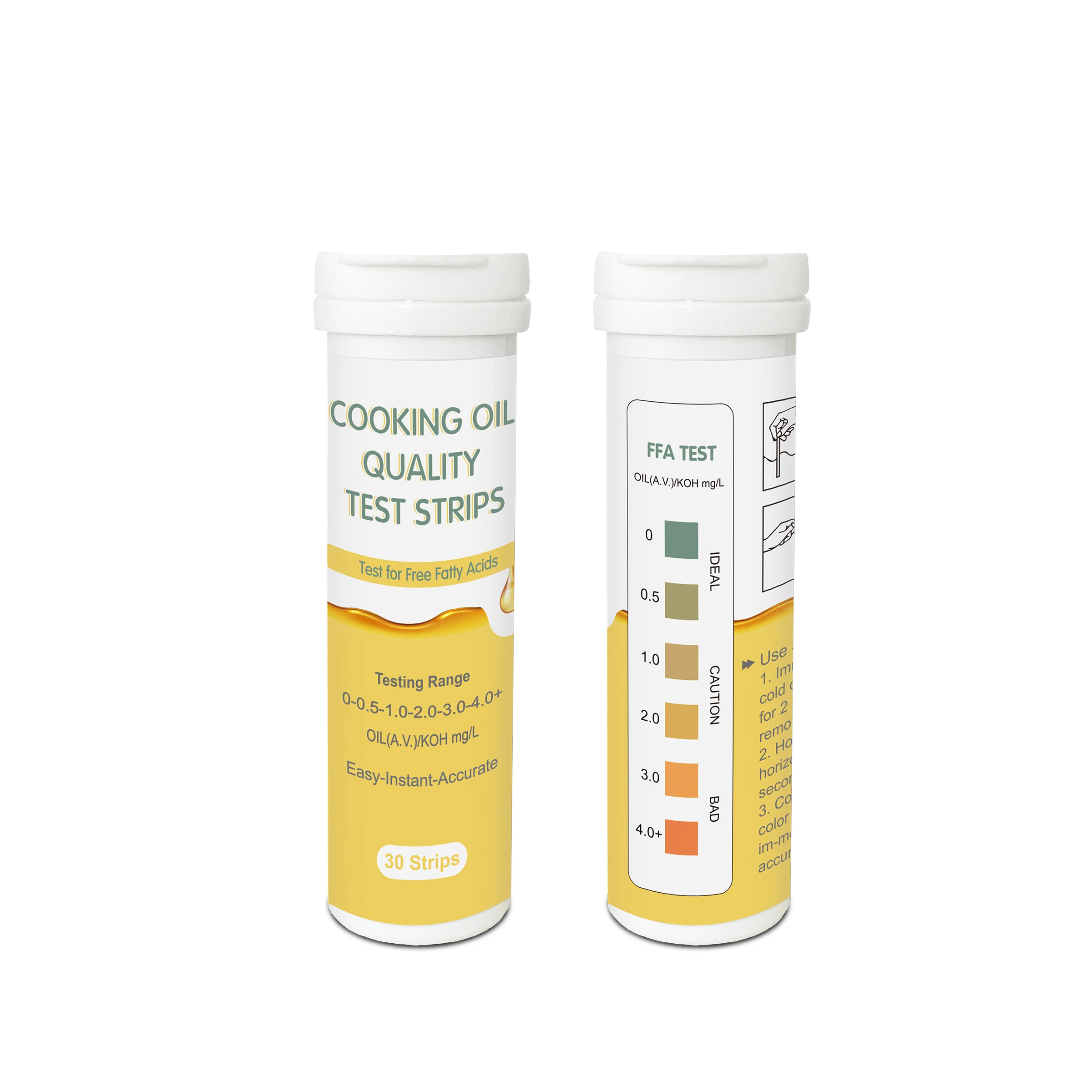 Rapid test kit cooking oil quality test strips testing for free fatty acids with 30 strips/barrel