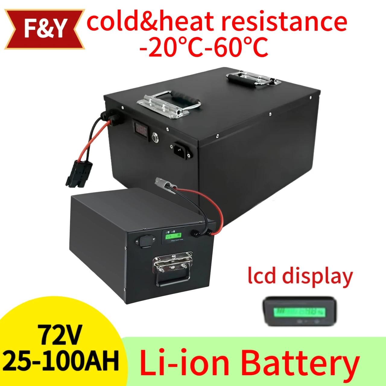 F&Y72V 25Ah 35Ah 45Ah 65Ah 80Ah 100Ah Lithium Ion Deep Cycles Battery for 1000W 2000W 3500W AGV Pedal Car Rickshaw Skateboard
