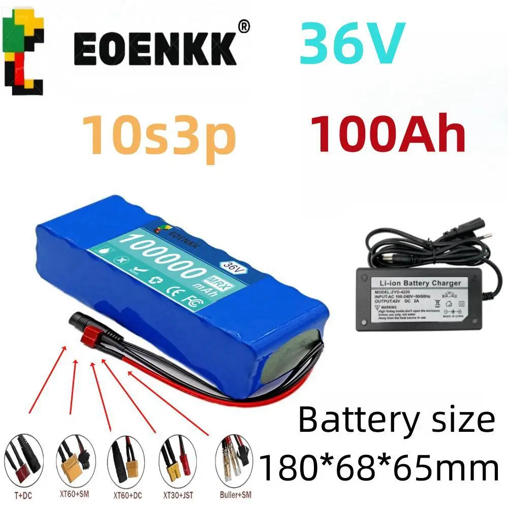 

Brand new high capacity battery 36V 100Ah 10S3P 42V lithium-ion battery pack, suitable for electric bicycles and chargers