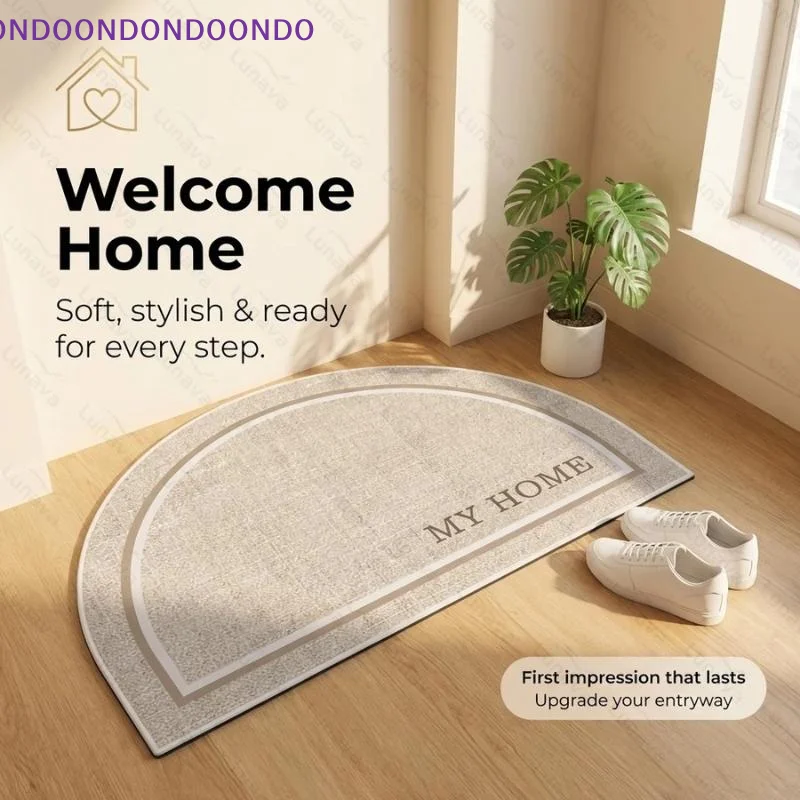 Semicircle Odorless Diatom Mud Bath Mat Quick Water Absorption Non Slip Floor Rug for Bathroom Toilet Front Entry Use