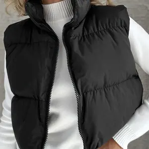 Vielseitige ärmellose Jacke von Frauen, lässige Streetwear, Hochkragen, Outdoor, monochrom, sexy, Herbst, Wintermode, neue Jacke 12 Hauptverkäufe Casaco Winterblau Winter - №7