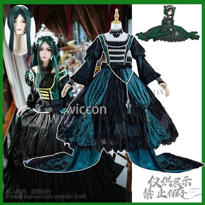 

XT8Anime Black Kuroshitsuji - Emerald Witch Sieglinde Sullivan Butler COSPLAY Reen Evening Dress Lolita Wigs For Girls CustXT6@!