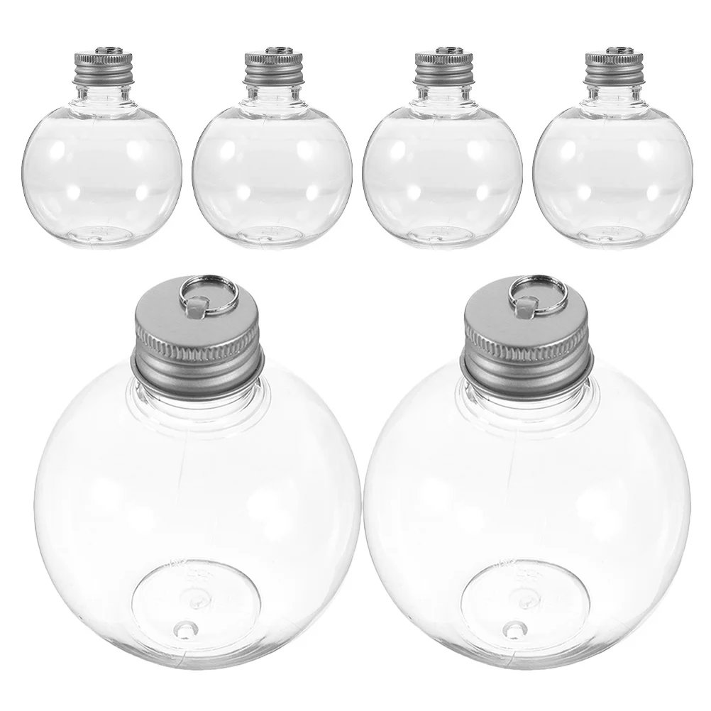 

6pcs Clear Round 150Ml Fillable Plastic Ornament Balls Holiday Drink Holders For Christmas Wedding Party Diy Decorations