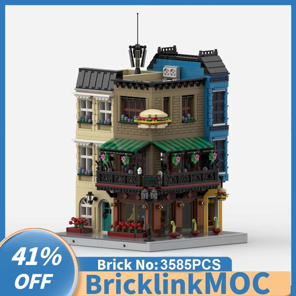 

NEW 3585PCS City Hot Selling Street View Moc Modular Orleans Hamburger Shop DIY creative ideas Children Toy birthday Gift Blocks