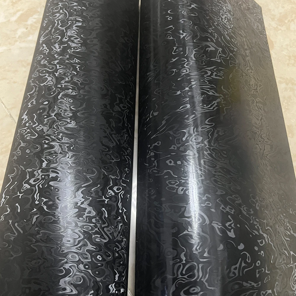 Damascus Black PET carbon fiber Car Body Vinyl car Wrap Film With Air Release Initial Low Tack Glue DIY Self-Adhesive Stickers