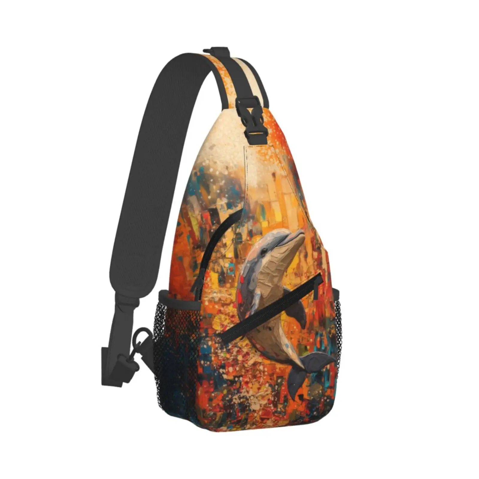 Dolphin Printing Men Crossbody Bag Large Chest Bag,Travel Hiking Sports Running,Personalized Gifts for Birthday Hand Bags