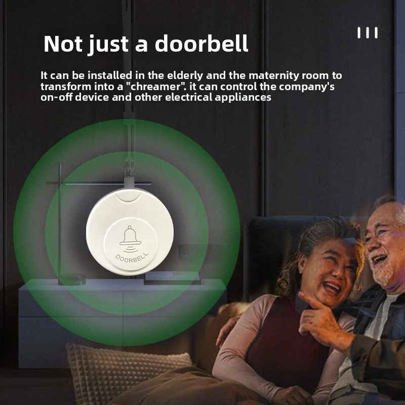 White Wireless Doorbell Switch Self Generating Battery Free Ultra Long Sensing Distance Household Black Wireless Doorbell For