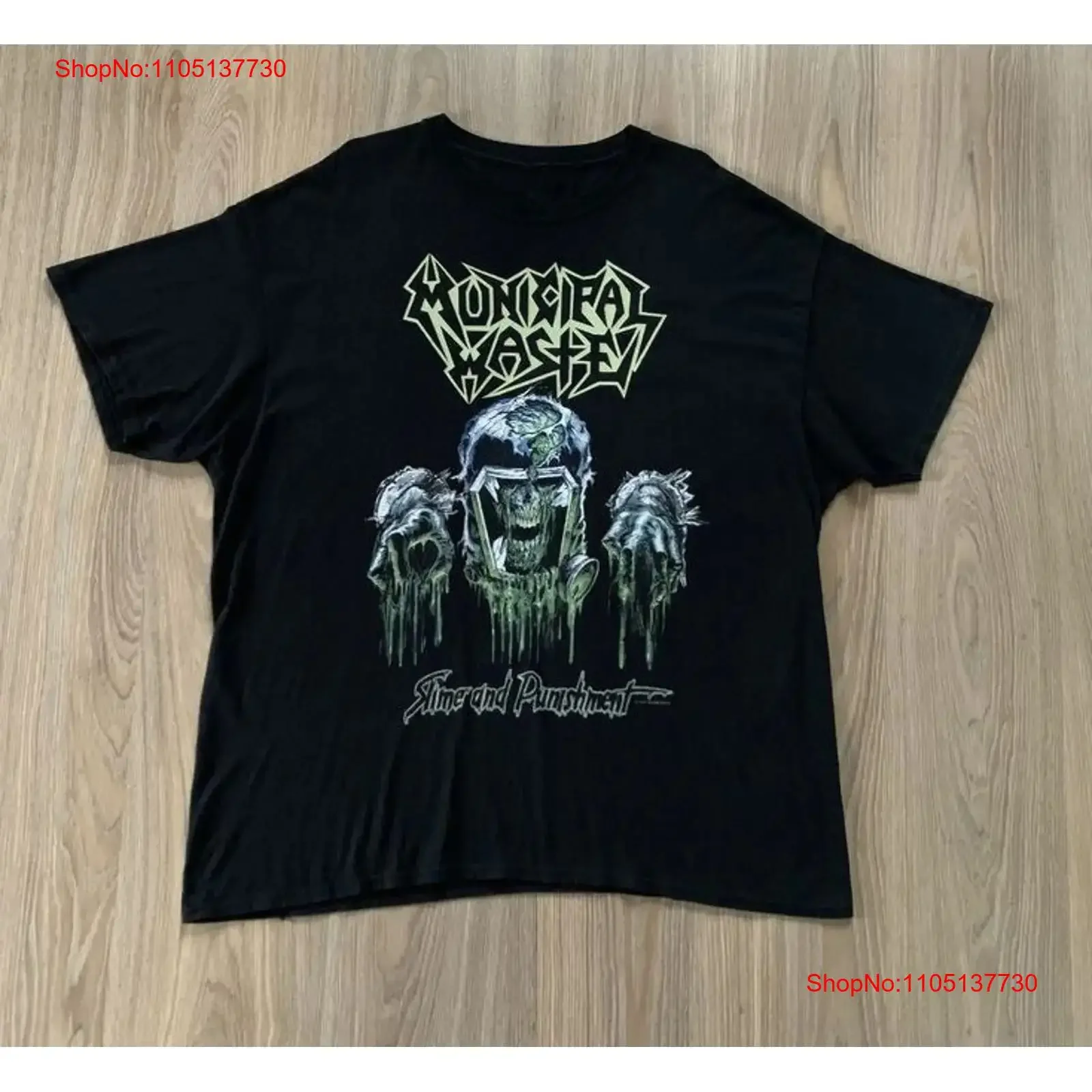 

Municipal Waste Slime and Punishment T Shirt Black Color 100 Cotton vintage Washed homme Stylish Comfortable fashion streetwear