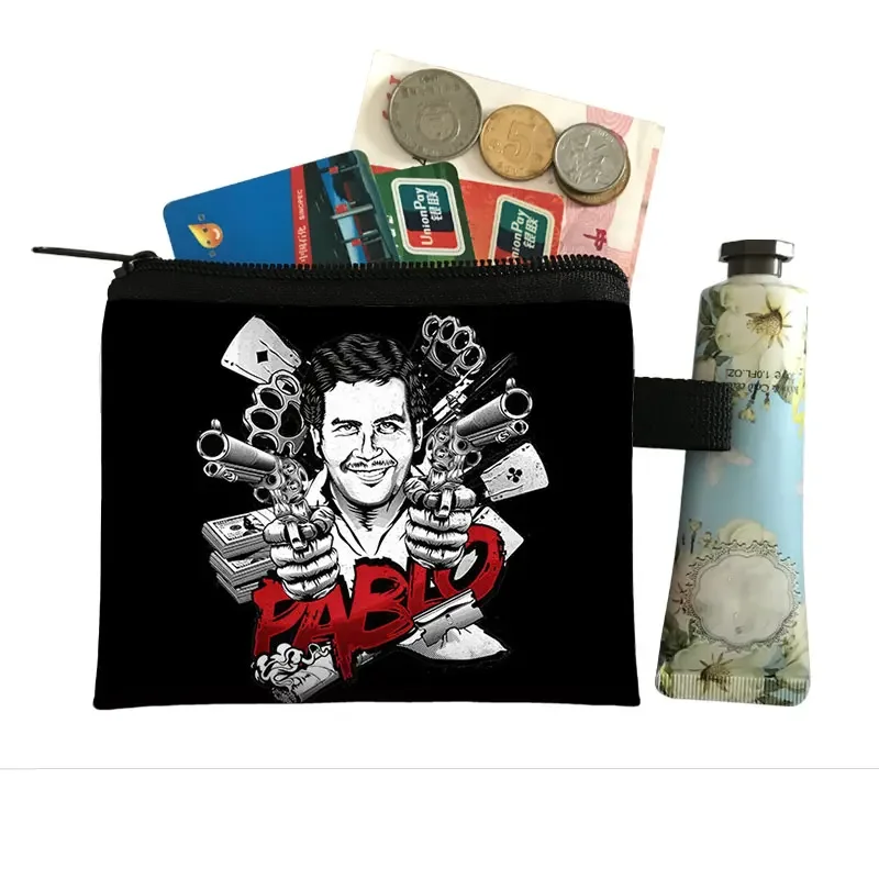 Pablo Emilio Escobar Gaviria Coin Purse Pablo Escobar Mulheres Carteira Cartão de crédito Fones de ouvido Key Holder Money Coin Bag Cute Purses