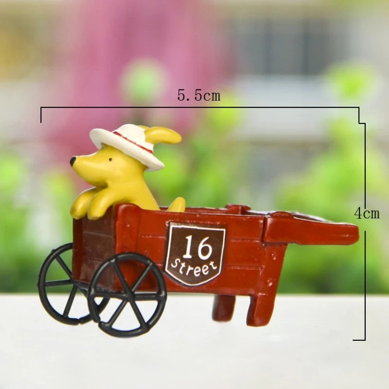 1 PC Korean Style Fresh Puppy Cart Flower Picks Garden Inserts For Succulent Moss Shooting Decoration Props Creative Miniature