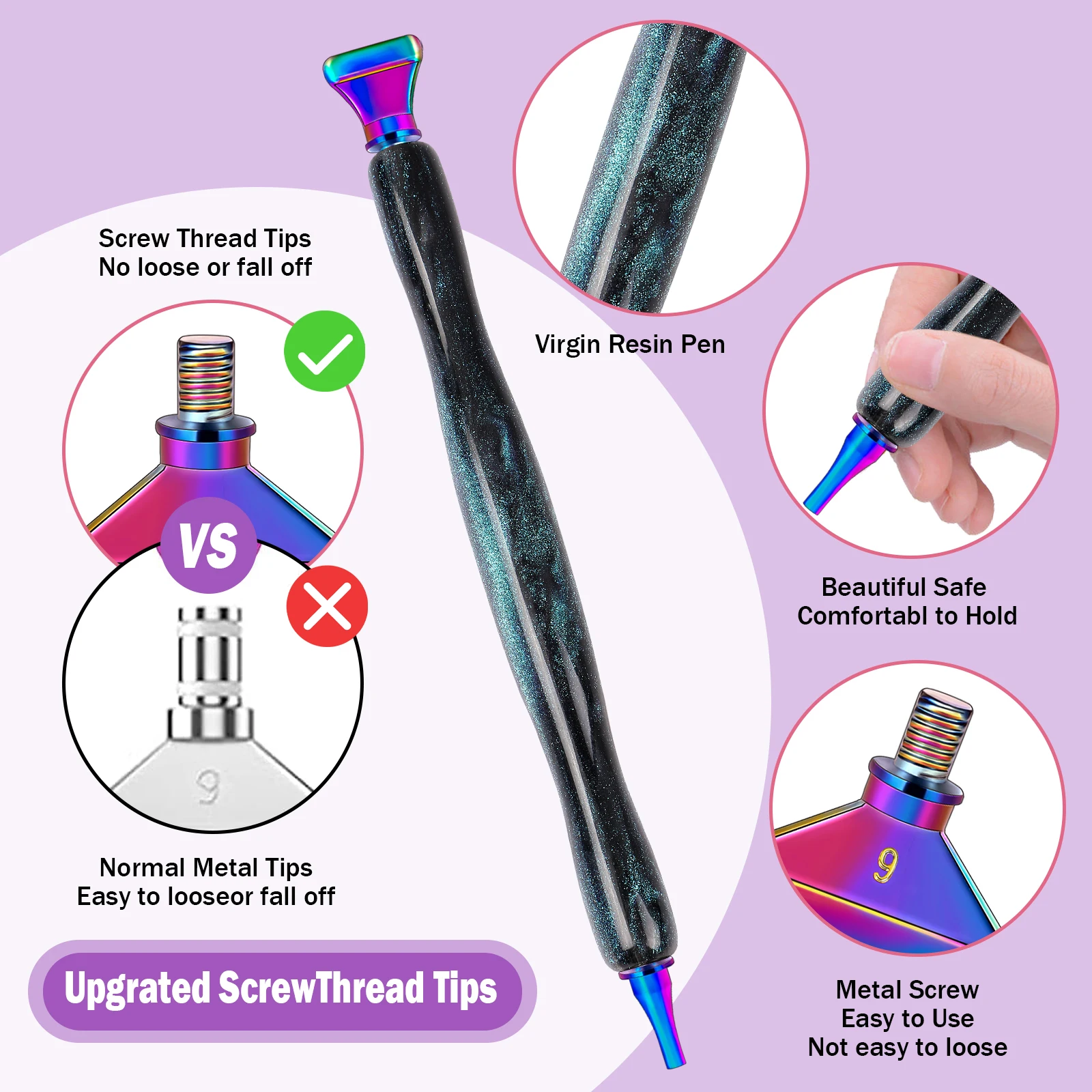 Eco-Friendly Resin 5D Diamond Painting Pen Alloy Replacement Pen Heads Point Drill Pens Embroidery Cross Stitch Craft Nail Art