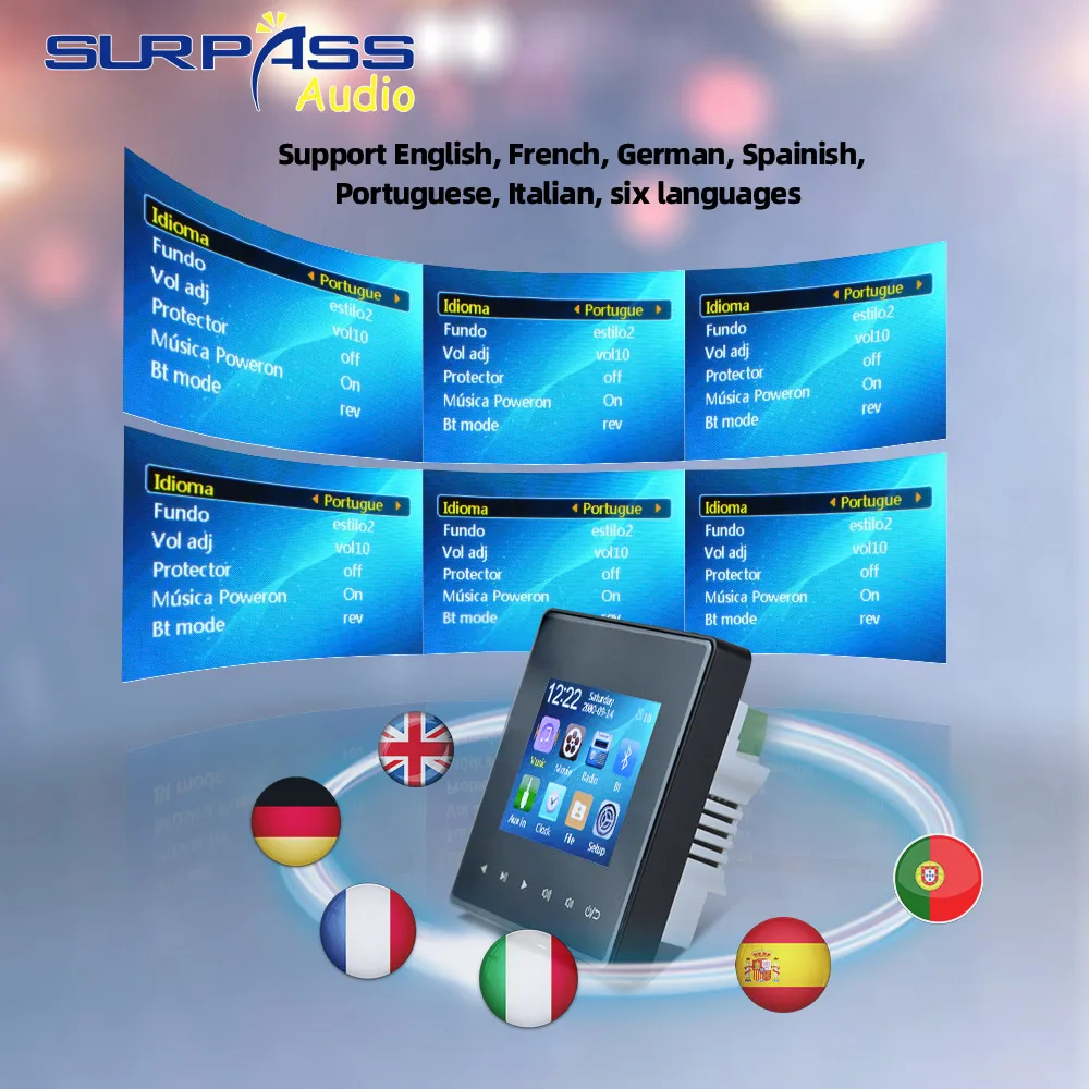 Smart Home Bluetooth Amplificador de Parede Tecla Toque Música Painel Teto Áudio Speaker Stereo Sound Music System Kit para Hotel Banheiro