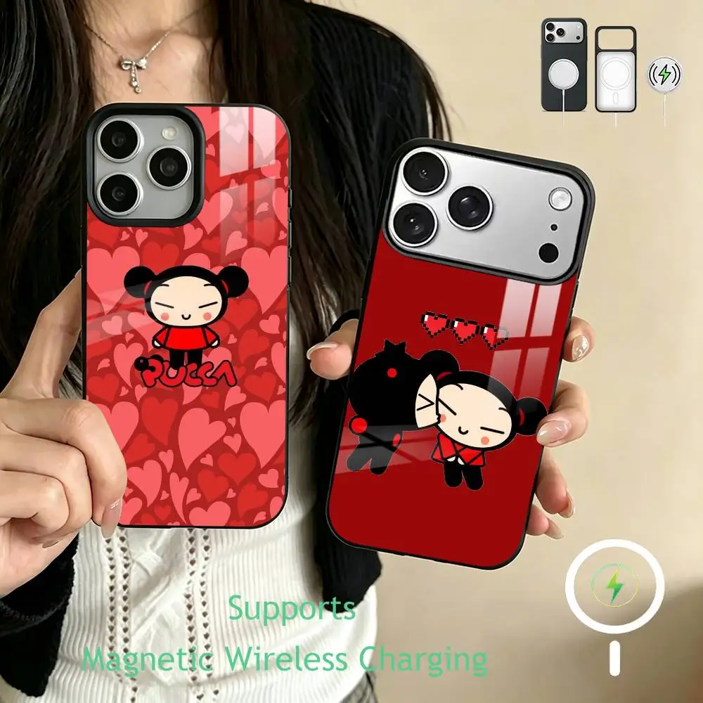 

Cute P-Pucca Y G-Garus Phone Case For iPhone17,16,15,14,13,12,11 Plus,Pro Supports Magnetic Wireless Charging