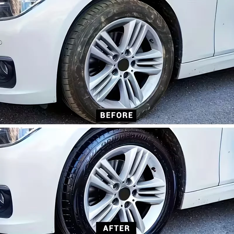 Car Tire Wax - Darkening and Durable Tire Shine Enhancer - Plastic Part Refurbishment - Permanent Black Restoration