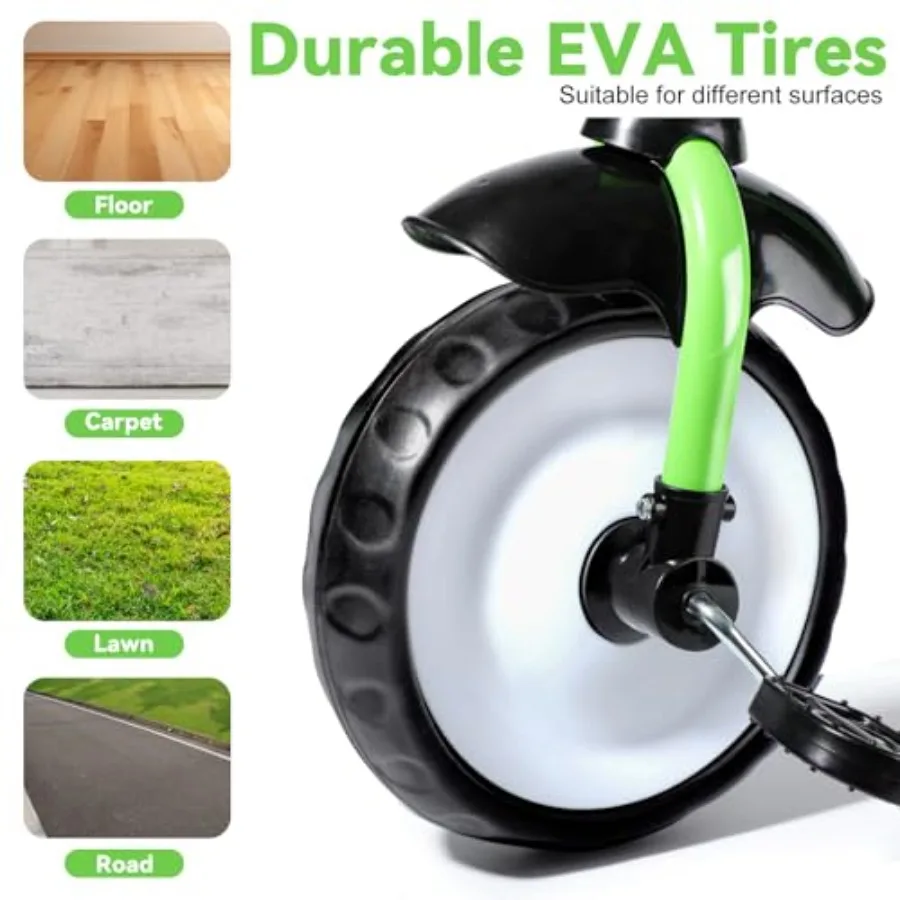 Tricycle pour tout-petits âgés de 2 à 4 ans, vélo à 3 roues avec panier arrière de cloche, pédale amovible, jouet vert cadeau d'anniversaire pour garçons et filles