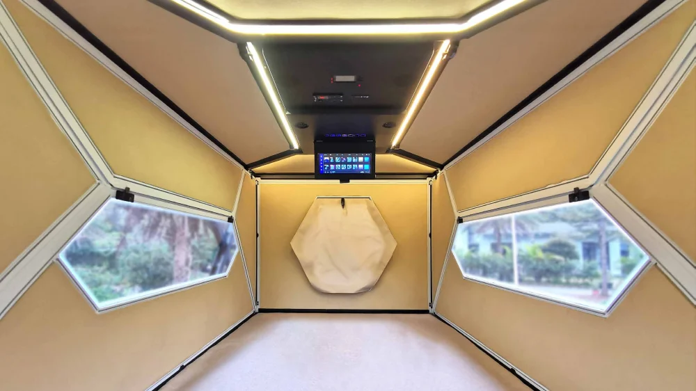 Camión al aire libre 600w Solar Camping RV coche viaje remolque aluminio 3-4 personas tienda de techo tienda de techo de carcasa dura