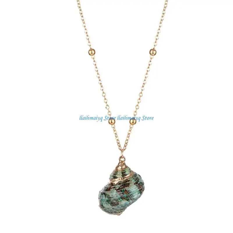 

573B Lightweight Alloy Beach Necklace Seashells Pendant Clavicle Chain For Daily Wear