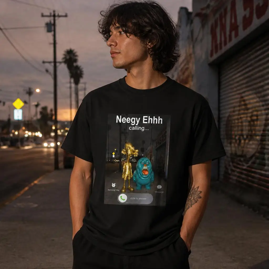 Neegy Ehhh Calling Viral Brainrot Meme T Shirts Casual Tees Short Sleeve Round Collar T-Shirt Pure Cotton Tops