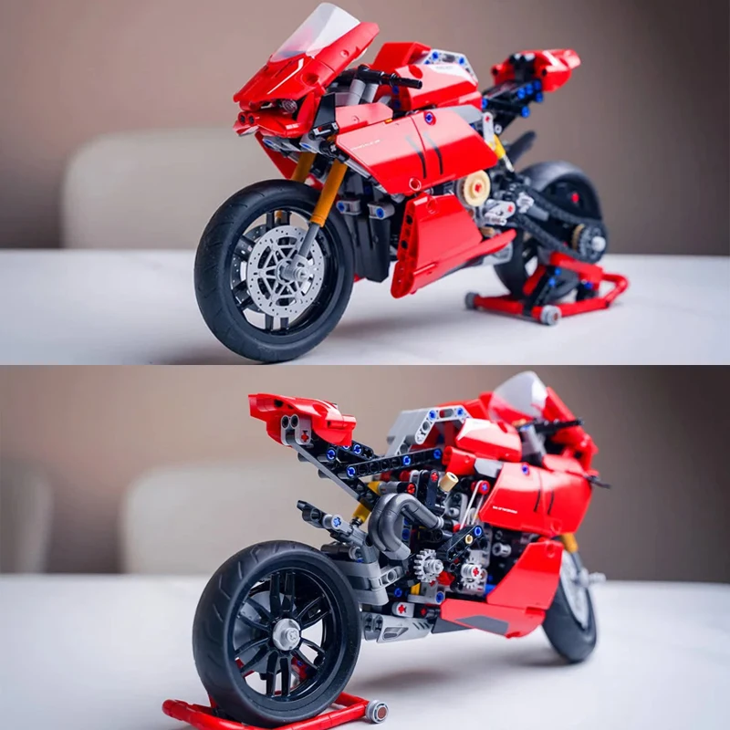 New 646PCS Technical Motorcycle Building Blocks Model  Racing Car Compatible With MOC Bricks Sports Car Toys for Kids Gift