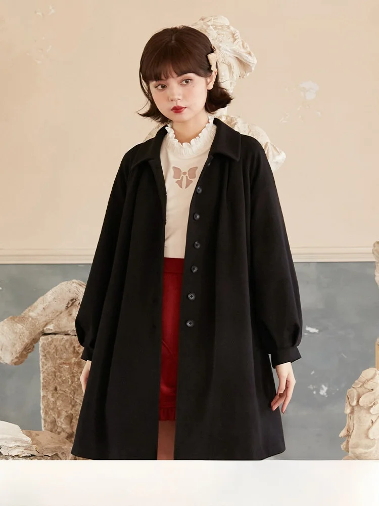 

Bla Thiened Cotton Lined Woolen Coat for Women Long Loose Winter Outerwear Ele Simple Sle Casual Online Exclusive