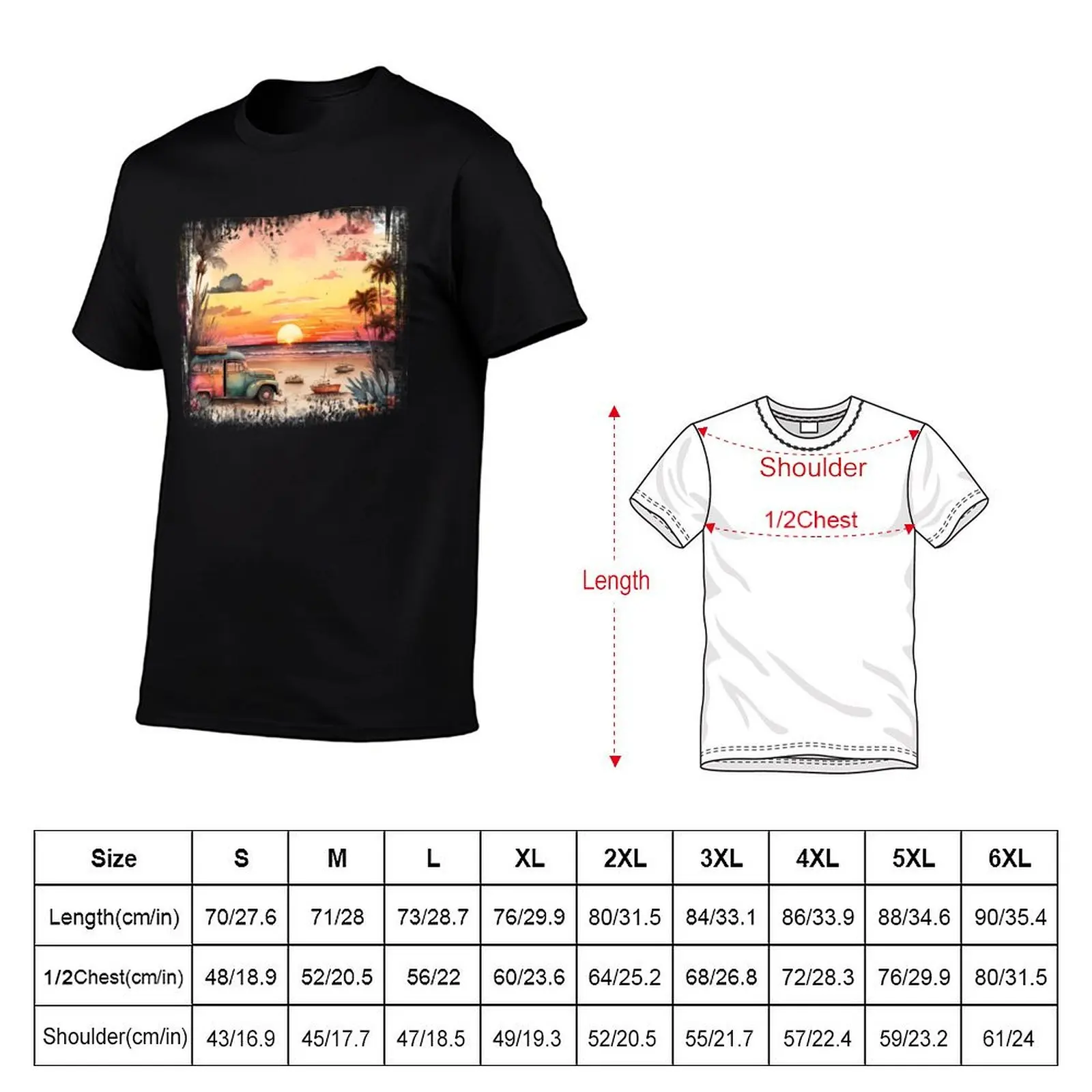 Beach Sunset T-Shirt blanks graphic tee shirt vintage anime shirt t shirts for men cotton