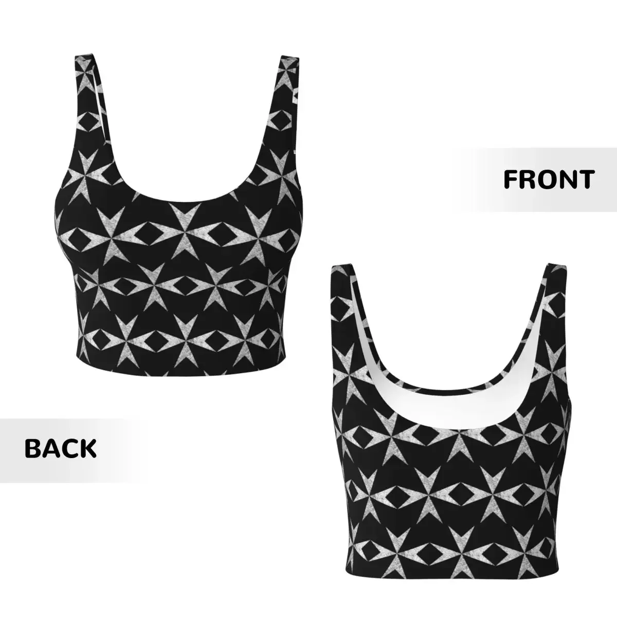 Custom Maltese Cross Knights Hospitalier Malta Crusades Women Sports Vest Bras Gym Workout High Impact Yoga Crop Tank Top