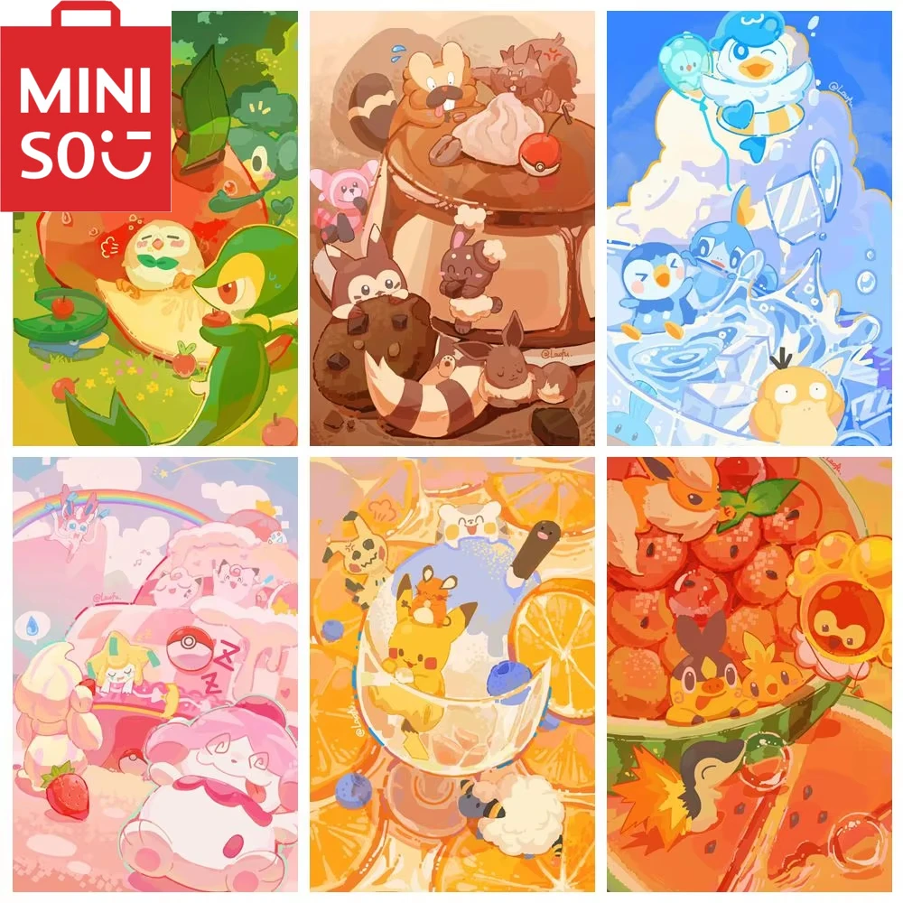 

MINISO DIY картина маслом по номерам мультфильм Покемон десерт украшение дома настенный декор для гостиной лучший подарок рамки