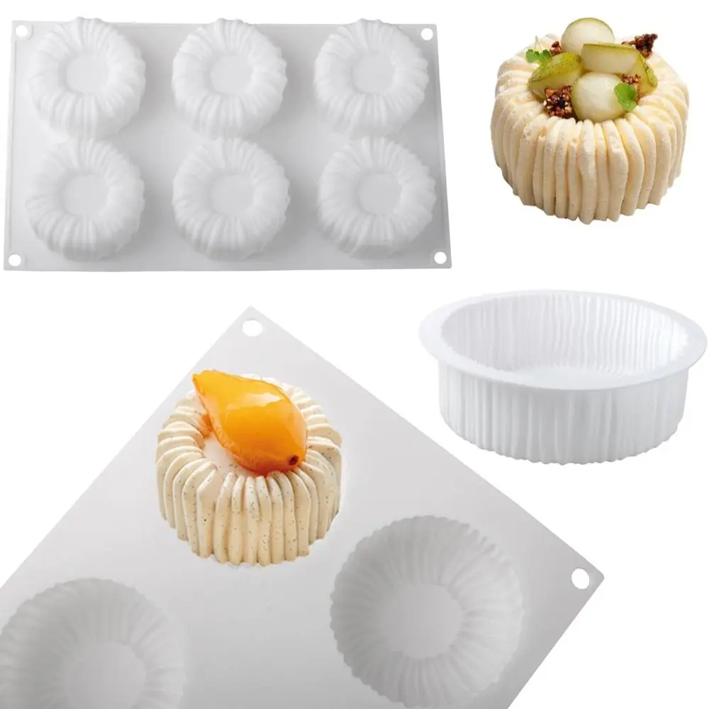 1/6 Zellen Backen Kuchen Formen Zylindrische Spule Textur Lebensmittelqualität Silikon Schokoladenform DIY Hitzebeständige Puddingform