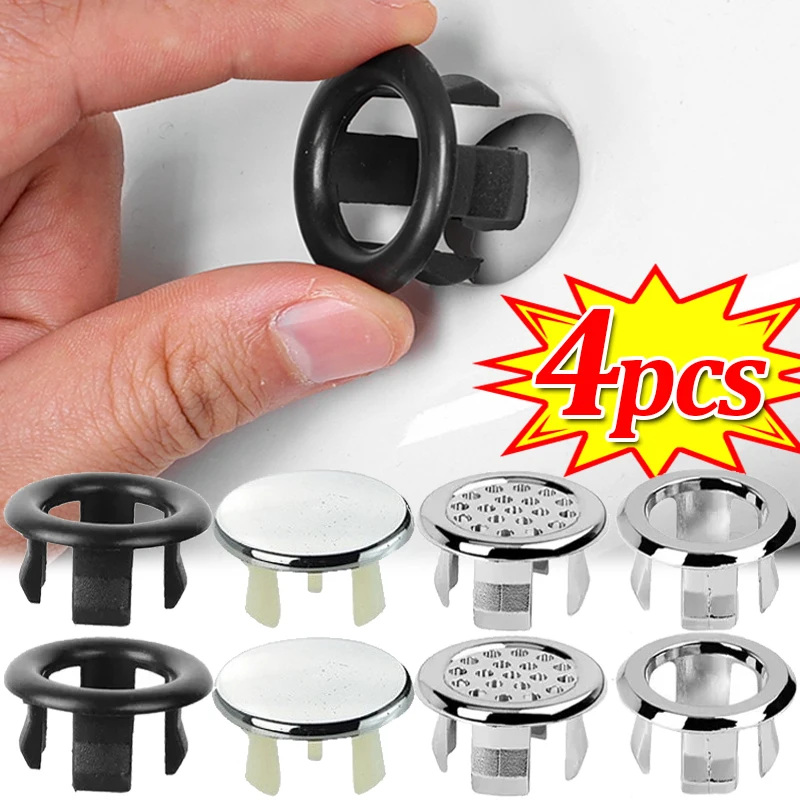 1/4PCS Sink Overflow Ring Replacement Bathroom Bathtub Wash Basin Drain Plugs Ring Sink Overflow Hole Covers Kitchen Accessories