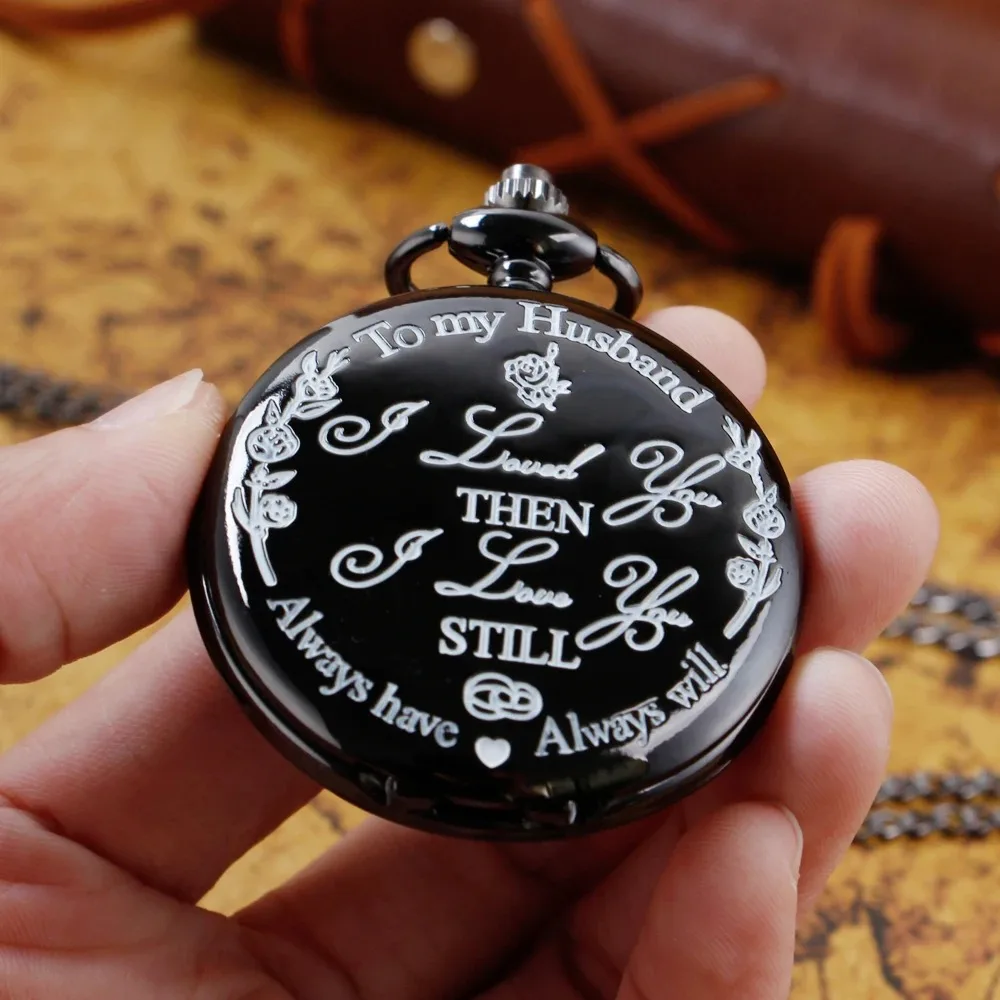 أزياء سوداء كوارتز ساعة الجيب لزوجي قلادة رائعة قلادة فوب سلسلة خمر Steampunk ساعة الجيب الرجال هدية