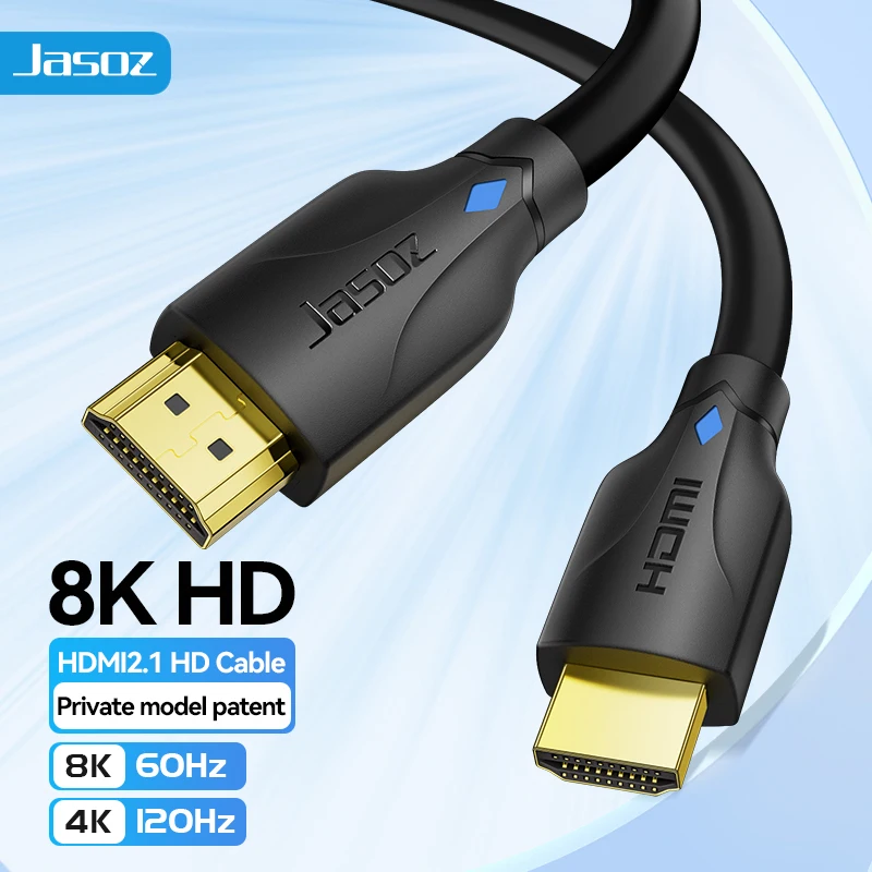 Jasoz 8K HDMI-Compatible Cable for Xiaomi TV Box PS5 8K@60Hz 4K@120Hz HDMI 2.1 Cable Ultra High Speed 48Gbps eARC Dolby Vision