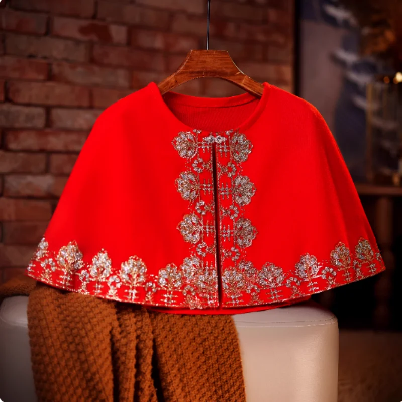 Versatile Round Neck Retro Buckle Shawl
