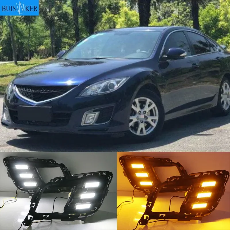 

2pcs LED DRL Daytime Running Light Daylight headlight fog lamp cover car-Styling for Mazda 6 Mazda6 2008 2009 2010