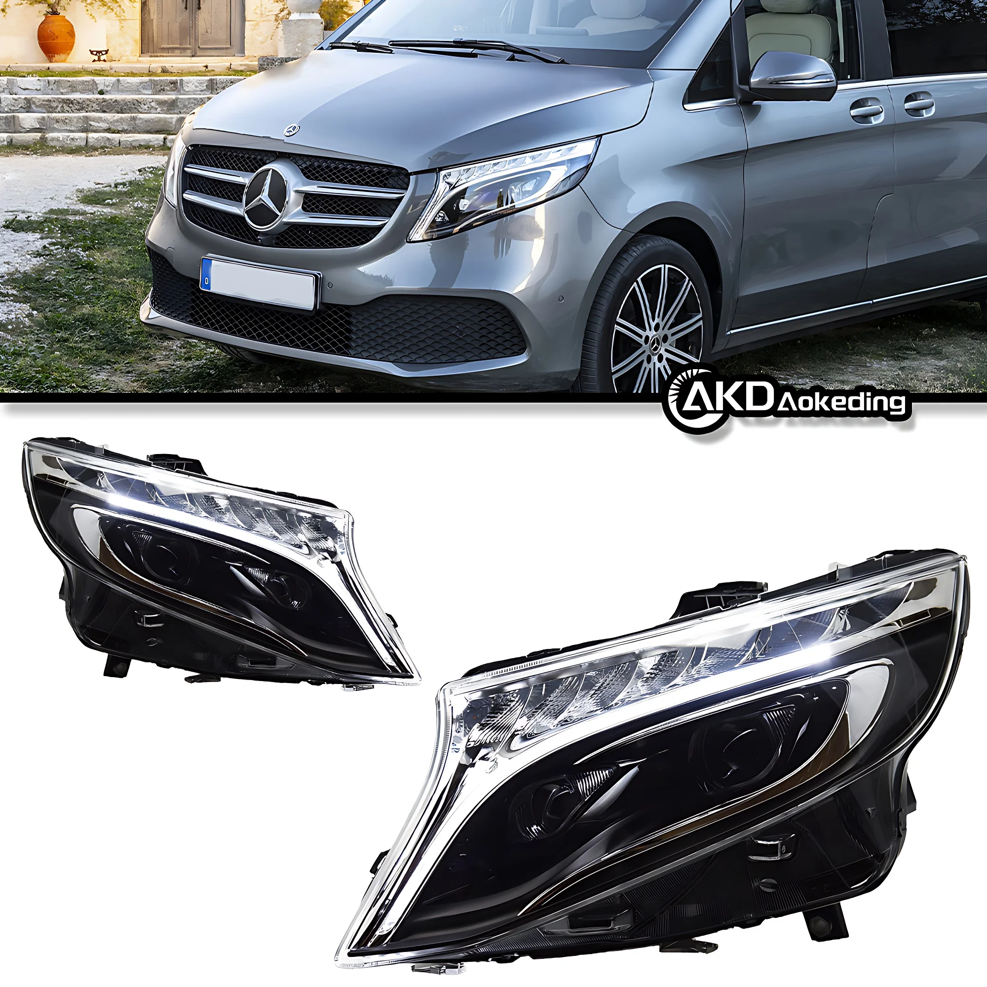 Auto Parts Headlights For  Benz VITO V Class Metris 2015-2019 W447 latest Styling LED Dual Projector Car Accesorios Modified