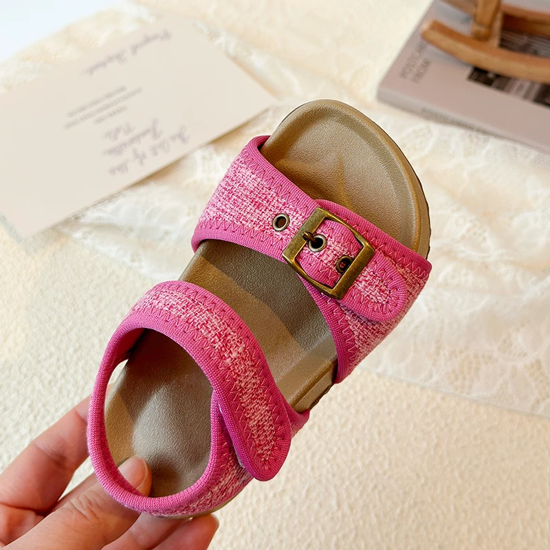 

2026 Children Casual Beach Shoes for Girls Boys Summer Pink New Fashion Style Soft Sole Anti-slippery Versatile Roman Sandals