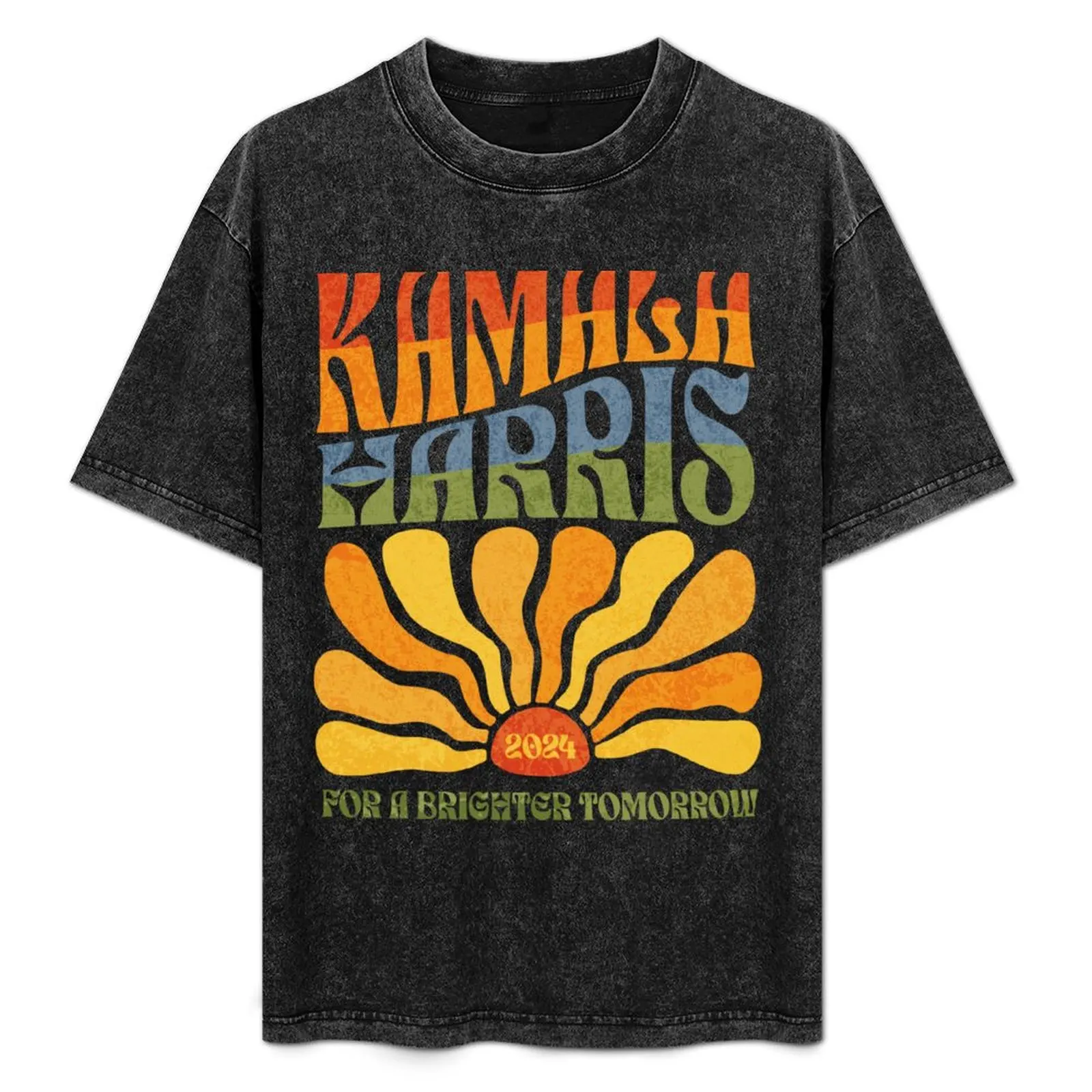 

Kamala Harris 2024 Vintage Boho Groovy Retro Rainbow T-Shirt Casual Fashion Print Tee Top