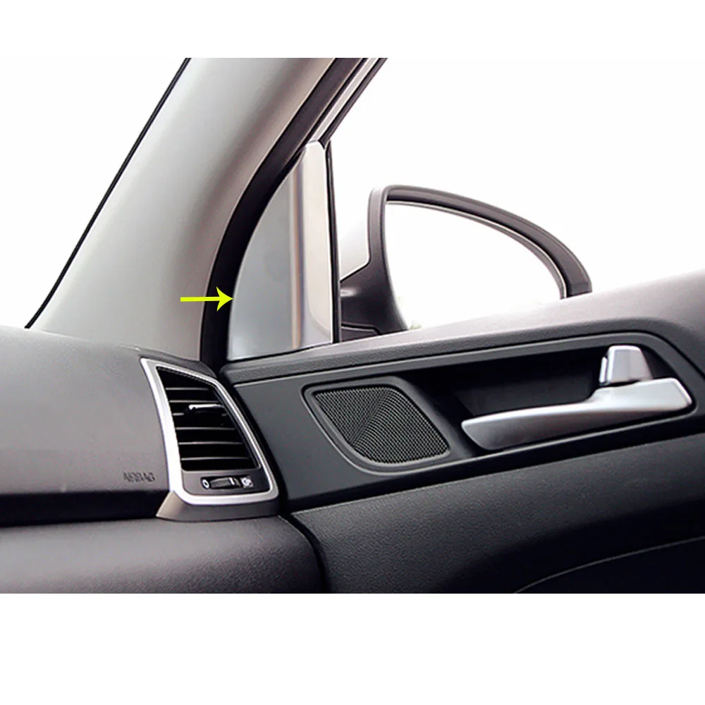 For Hyundai Tucson 2015 2016 2017 2018 Car Styling Cover ABS Plastic Inner Front Head A Column Frame Triangle Molding Trim 2PCs