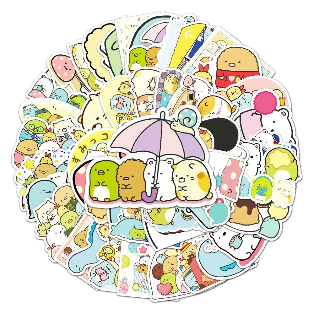 50pcs Waterproof Anime Sumikkogurashi Stickers Japanese Manga Cute Cartoon Little Things Drawing Doodle Decorations Gift