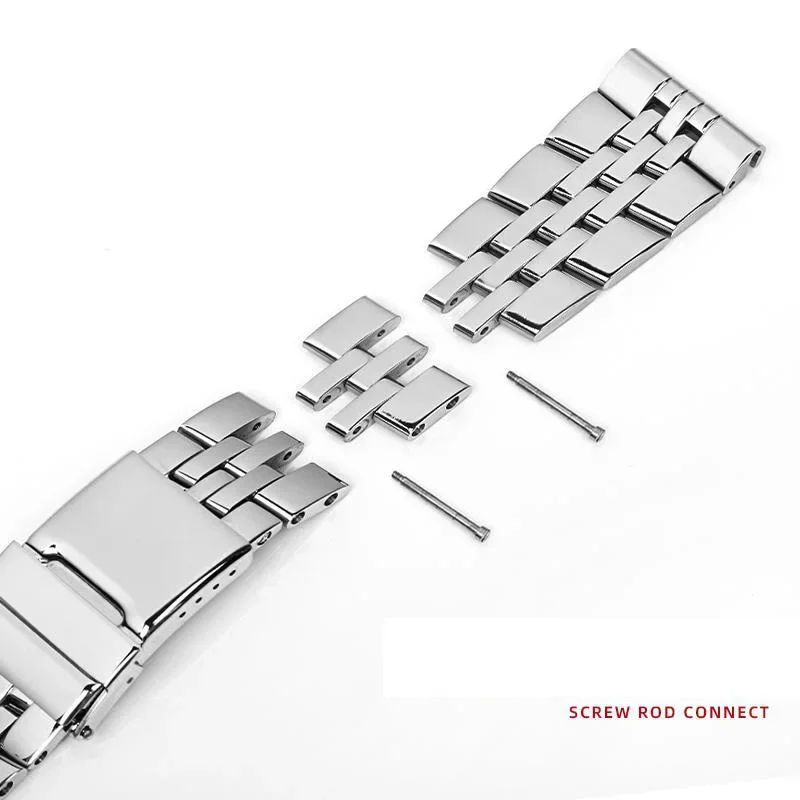 Solid Stainless Steel Watchband For Breitling Watch Strap 20mm 22mm 24mm Men\'s  Luxury Bracelet Push-Button Hidden Clasp Logo On