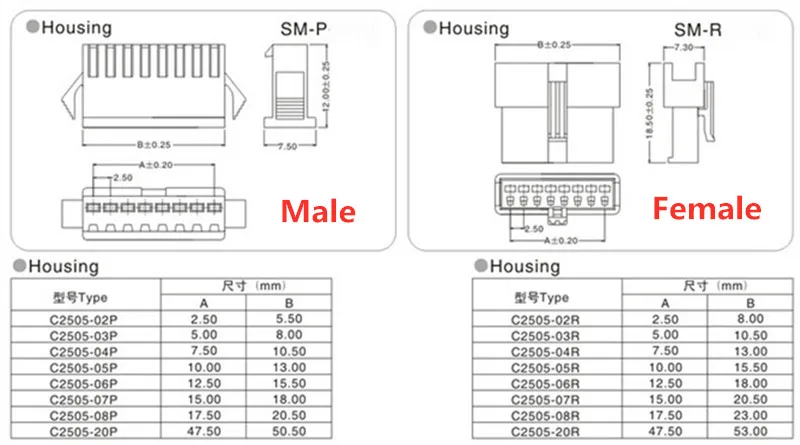 5Pair 2P 3 4Pin JST1.25mm PH 2.0mm XH 2.54mm SM2.5 JST Male Plug Female Jack Socket DIY Electrical Wire Terminal Cable Connector