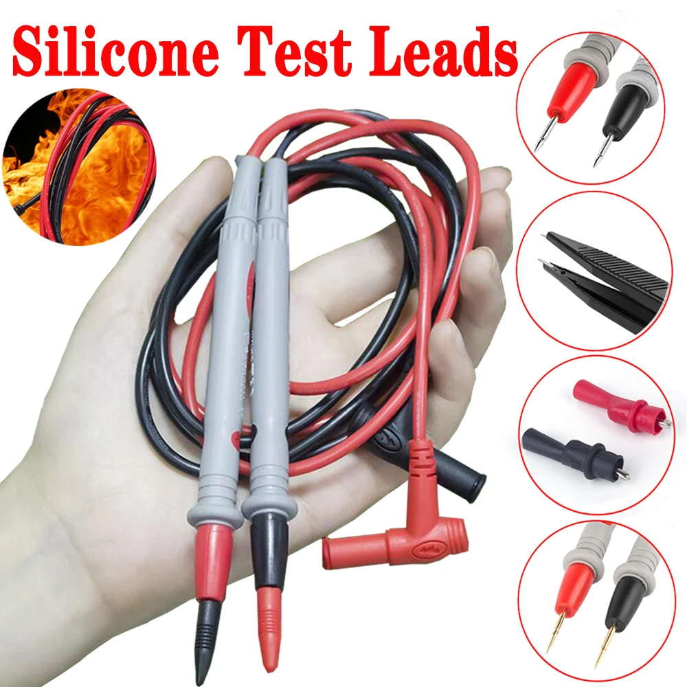 

Silicone Multimeter Cable 1000V 20A Digital Needle-Tip Universal Test Leads Alligator Clip For LEDTester Multimetro Set Optional