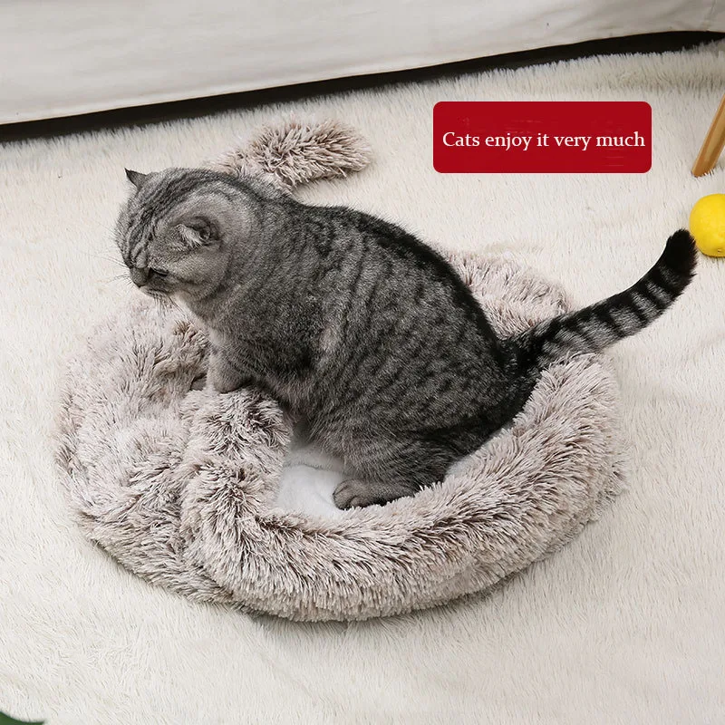 Cat Nest Small and Medium-sized Dog Cat Half Bag Pet Sleeping Bag Mat Dual-use Autumn and Winter Warm Plush Pet Pad