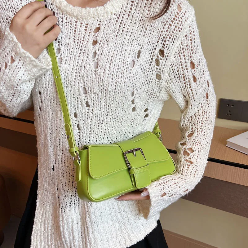 Solid color Leather Crossbody Bags For Women Luxury Designer Underarm Shoulder Bag 2024 Trend Fashion Lady Handbags and Purses