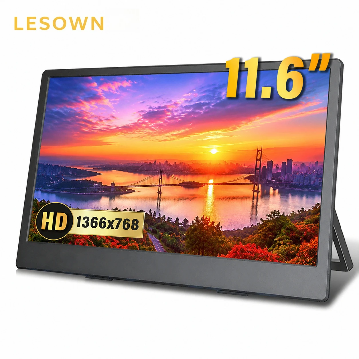 LESOWN 11.6" 1366x768 Portable SBC Monitor Type-C VESA75 LCD w/ Speakers for Orange Pi Linux Maker Electronic Mods