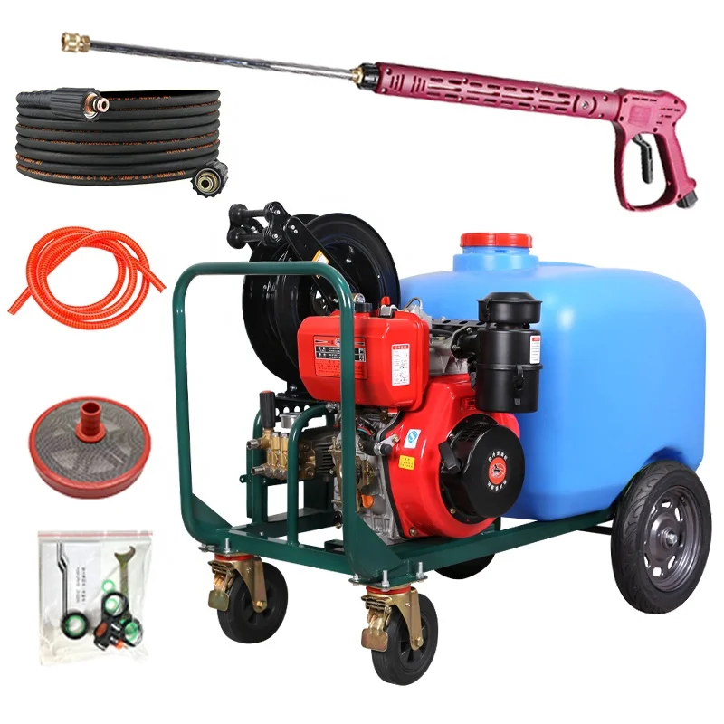 High pressure floor scrubber property cleaning dedicated cleaning machine 300L water tank mobile car wash machine